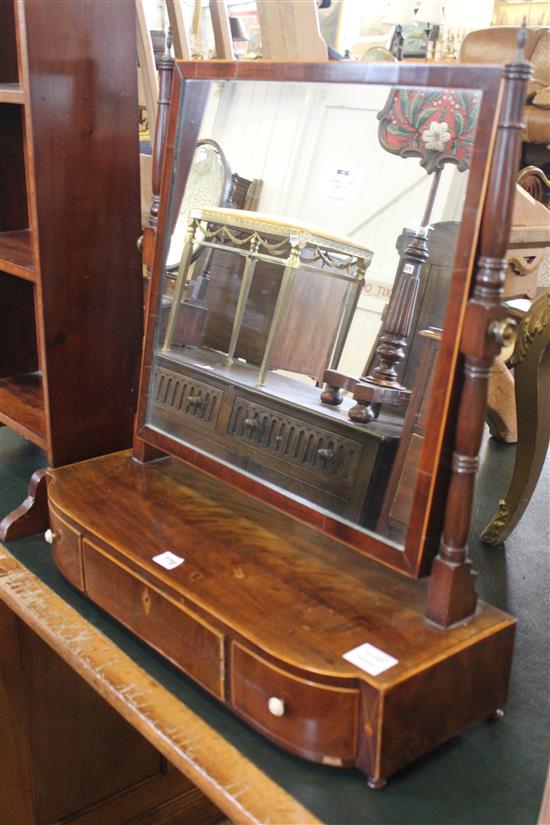 George III Scottish inlaid mahogany toilet mirror